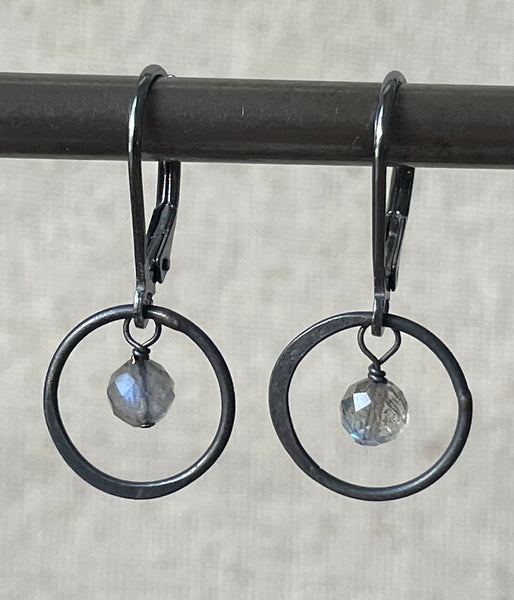 Labradorite Circle Earrings