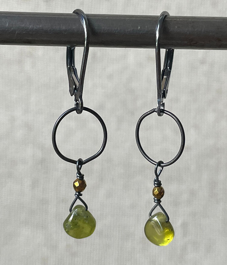 Vesuvianite Circle Earrings