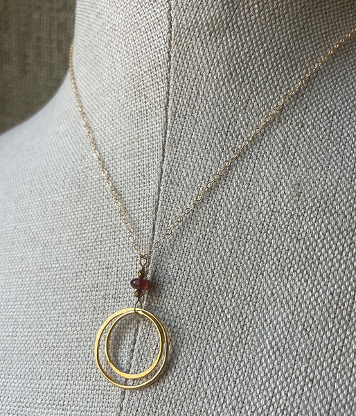 Double Circle Garnet Necklace