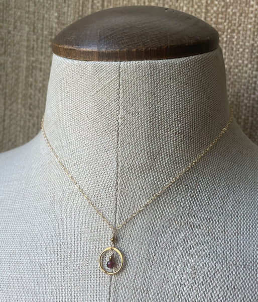 Garnet Circle Necklace