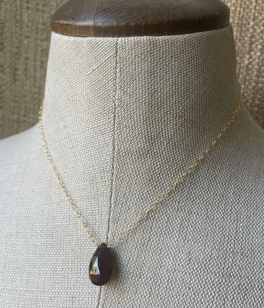 Garnet Reflection Solitare Necklace