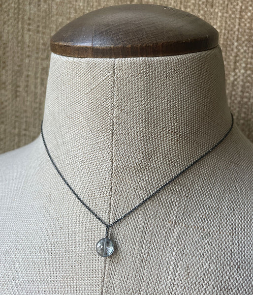 Blue Quartz Circle Drop Necklace