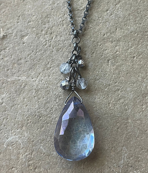 Blue Quartz Cluster Necklace