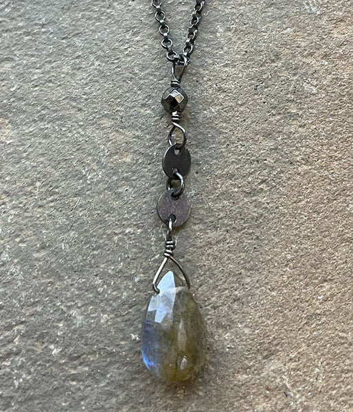 Labradorite Reflection Drop Necklace