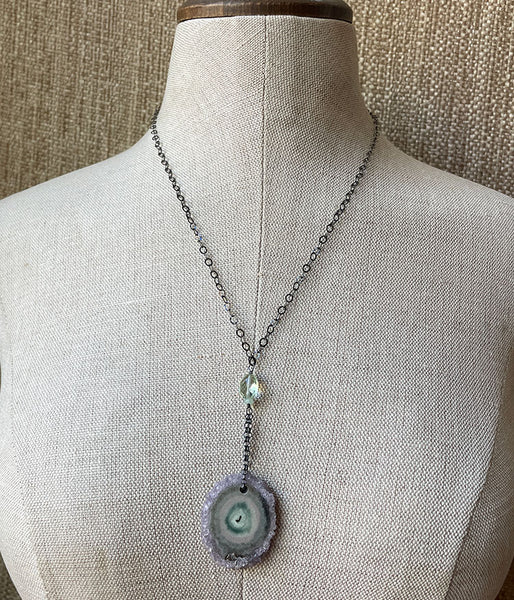 Agate Stalactite Bullseye Necklace