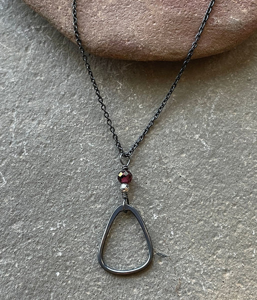 Garnet Triangle Drop Necklace