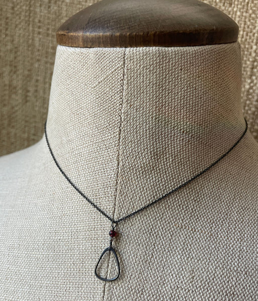 Garnet Triangle Drop Necklace