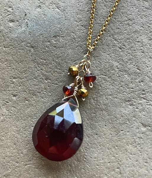 Garnet Reflection Cluster Necklace