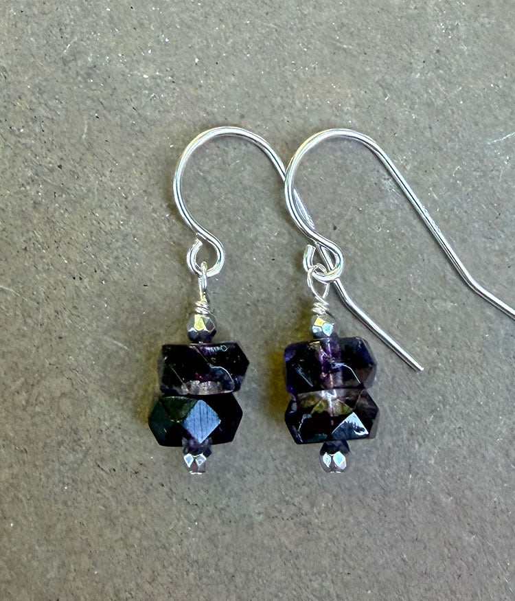 Plum & Clear Glass Earrings