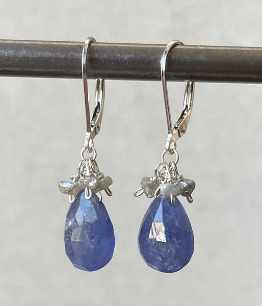Raw Diamonds & Tanzanite Earrings