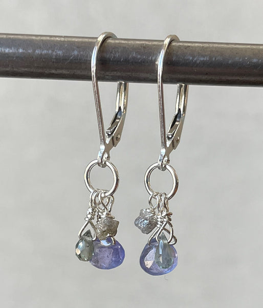 Tanzanite Cluster Earrings