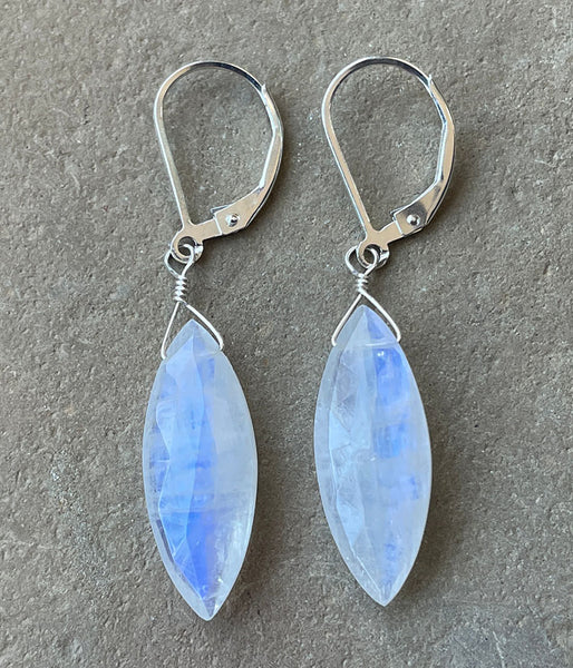 Iridescent Moonstone Petal Earrings