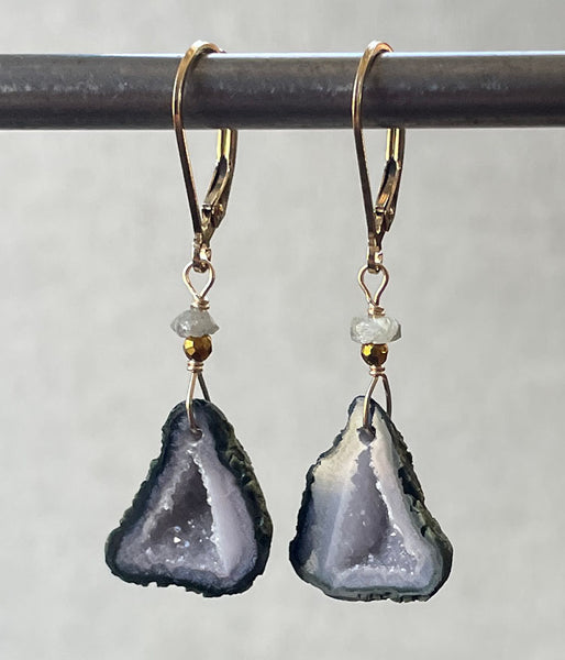 Geode & Raw Diamond Earrings