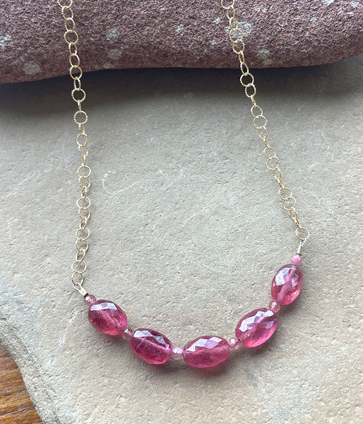 Pink Sapphire Nugget Necklace