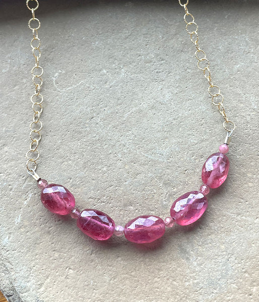 Pink Sapphire Nugget Necklace
