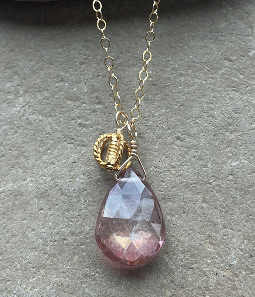 Pink Quartz Sidecar Necklace