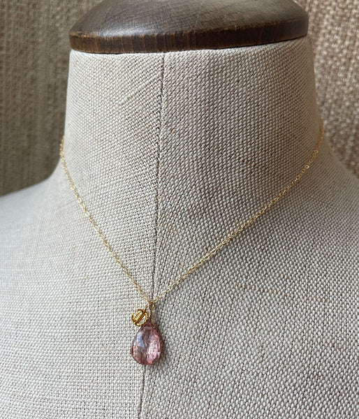 Pink Quartz Sidecar Necklace