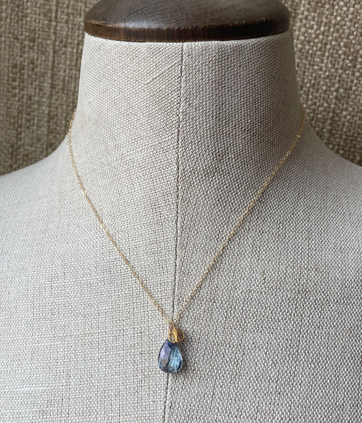Blue Quartz Sidecar Necklace