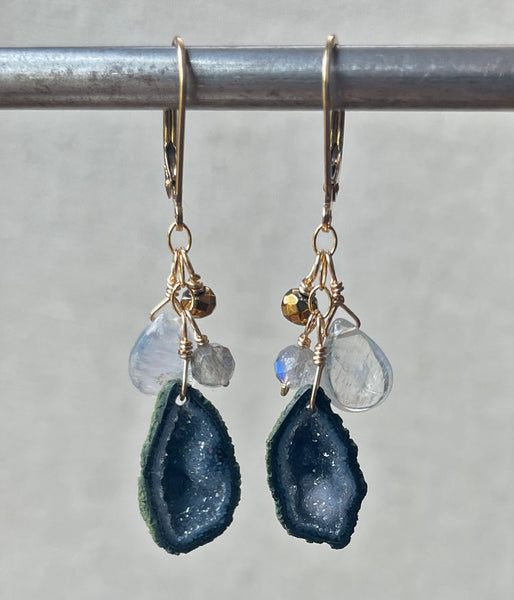 Mini Geode Cluster Earrings