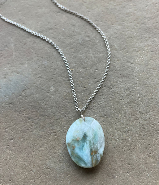 Simple Peruvian Opal Drop Necklace