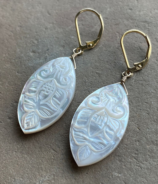 Mother of Pearl Petal Earrings