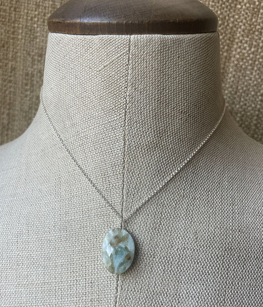 Simple Peruvian Opal Drop Necklace