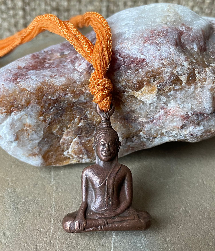 Silk Budhha Necklace (marigold)