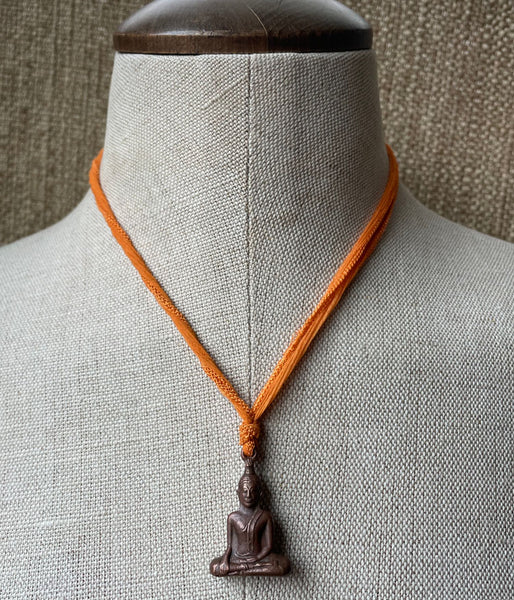 Silk Budhha Necklace (marigold)