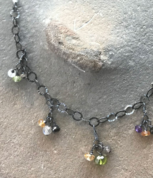 Multi Gemstone Cluster Necklace