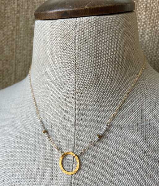 Golden Labradorite Circle Necklace