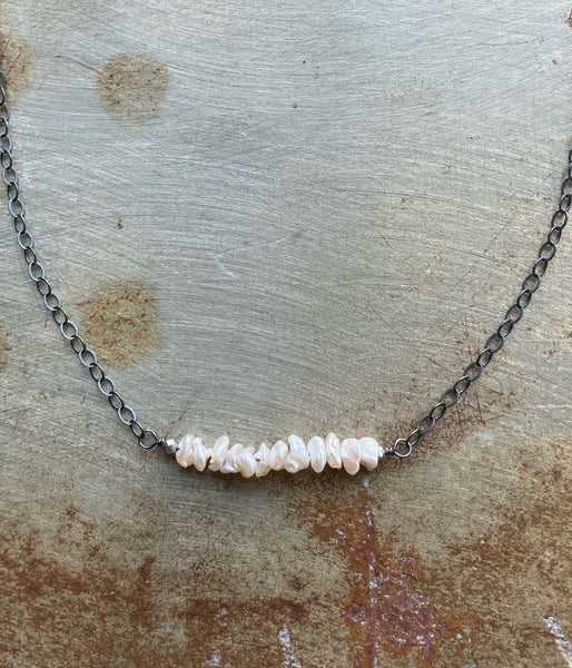 Keishi Pearl Bar Necklace