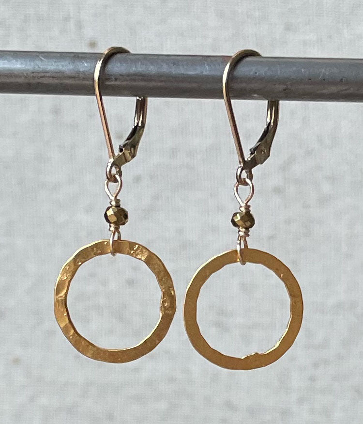 Hammered Vermeil Circle Earrings