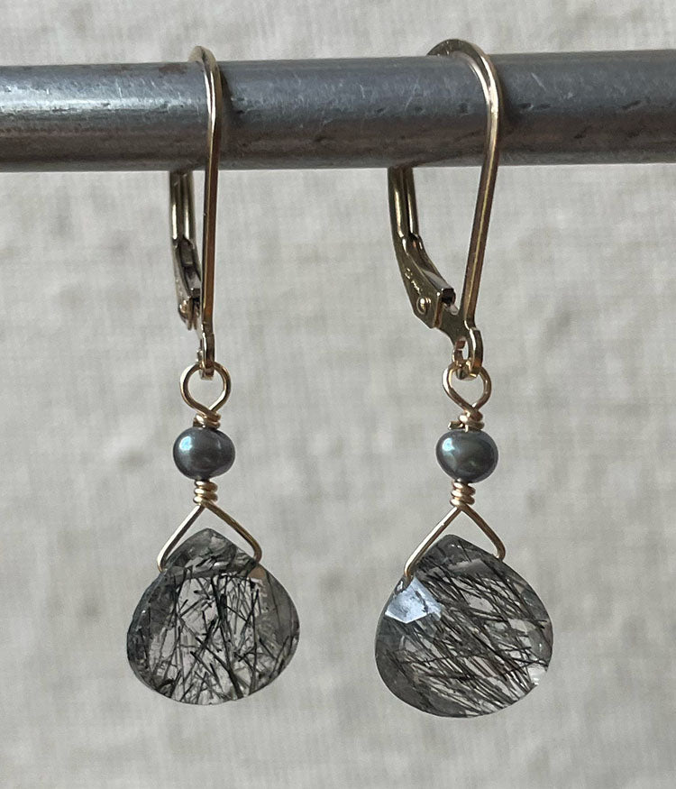 Striations with Gold Earrings