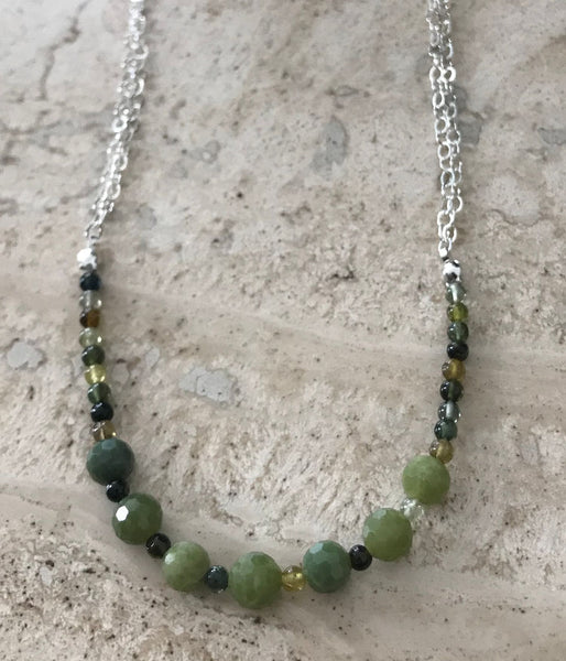 Faceted Jade and Tourmaline Necklace