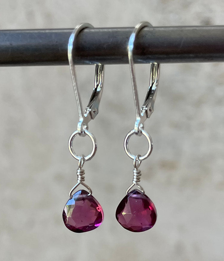 Purple Garnet Drop Earrings