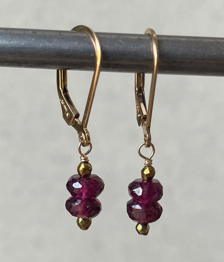 Purple Garnet Stack Earrings
