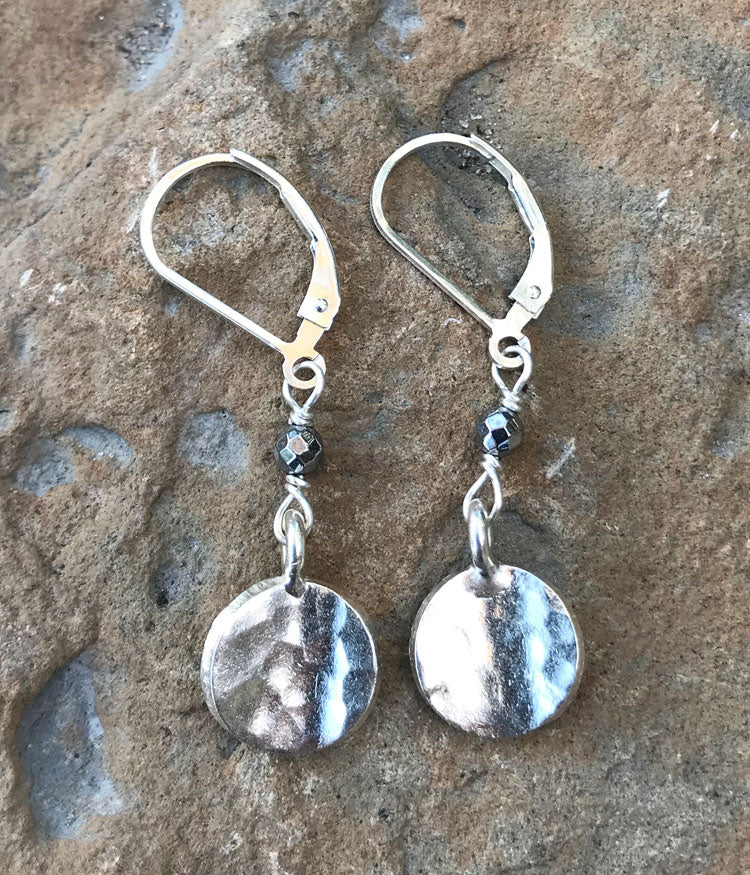 Hammered Fine Silver Disc Earrings