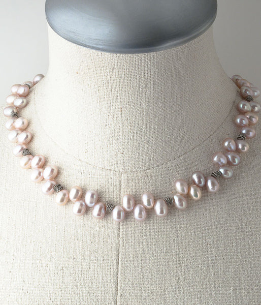 Freshwater pearl, Balinese sterling, sterling silver.

Necklace (adjustable), 18-20" 