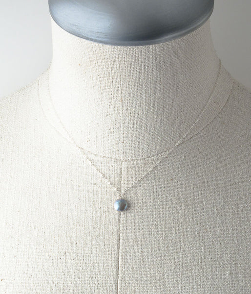Coin Pearl Necklace (pewter)