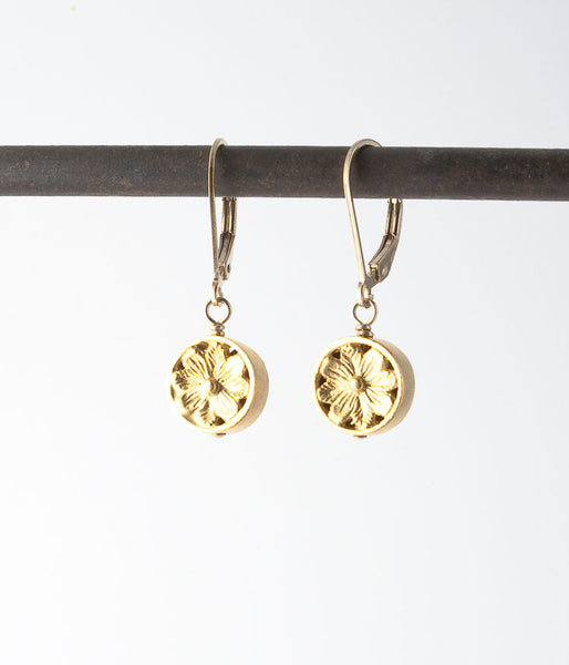 Gold vermeil, gold-filled.   

Earrings, 1”